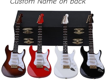 Custom Wooden Electric Guitar Model with Stand & Strap, Personalized Music Teacher Gift, Graduation Gift, Christmas Miniature Gift