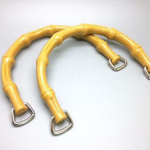 14cm x 11cm plastic bag handle with D buckles, One pair, imitation bamboo joints, JB025