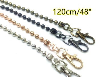 5pcs/lot ball chain with clasps for purse clutch bag, diameter 6.0mm, length 120cm, PA06