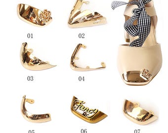 1 Pair Shoes Toe Pointed Protector, Leather Shoe Gold Color Protector, Durable Shoes Tips Cap for Shoes Protection Repair