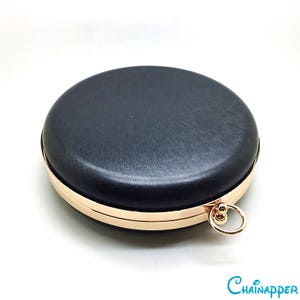 Dia. 18cm / 7" DIY Metal Frame with Separated Plastic Clamshells for Making Flat Round Minaudière Clutch Purse, Rose Gold Available, AD070