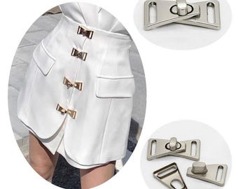 W0.7" Clothing Metal buckle, 2pcs Clothes Buckle, Coat Skirt rotating buckle lock, Luggage strap hook buckle