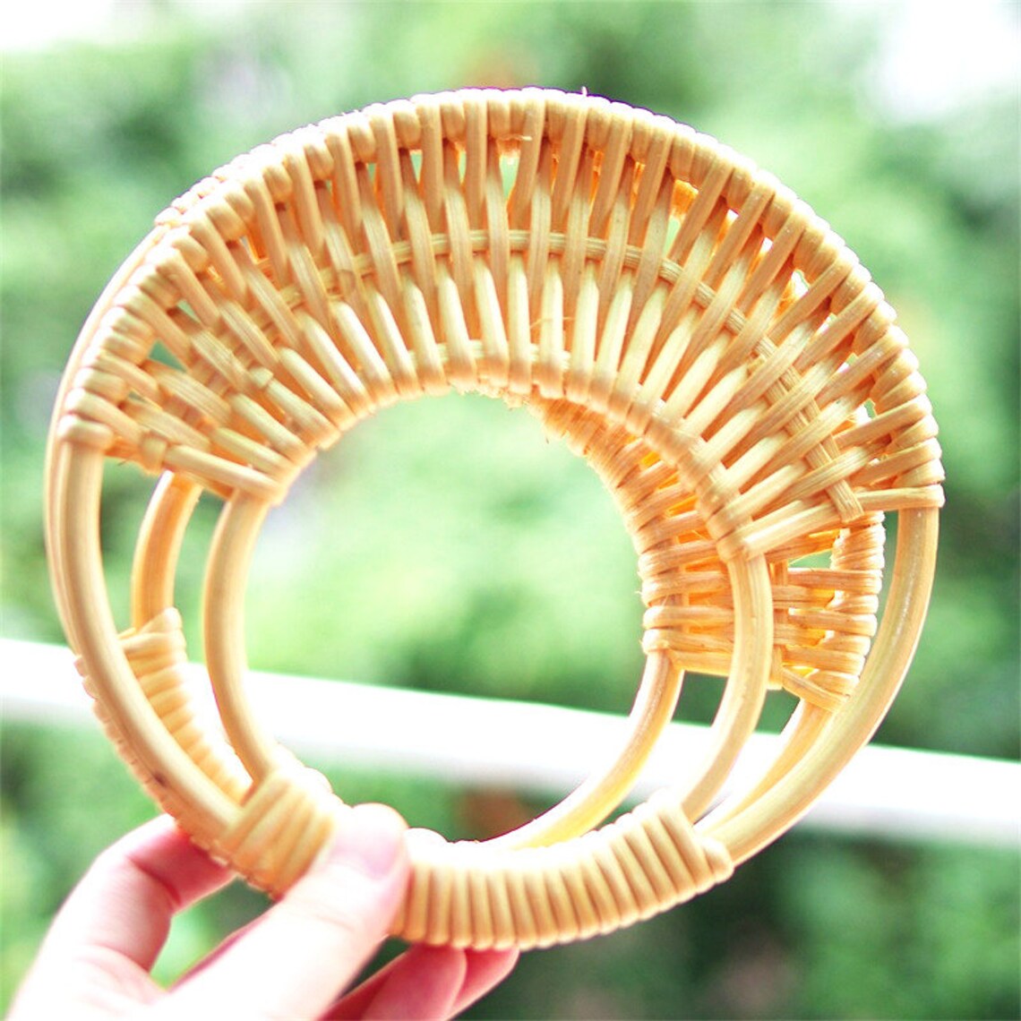 16.5cm Rattan Weaved Tote Bag Handle One Pair Wooden Handbag Etsy