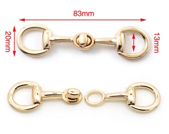 2pcs Thin Belt Waistband Rotating Buckle Lock, Women Horsebit Snaffle Bit Loop Ring, Luggage Strap Hook Hardware, HG201