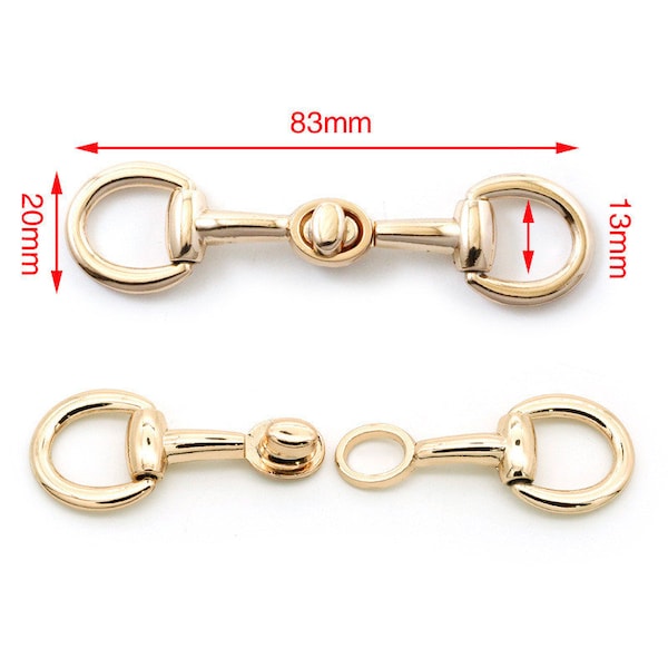 2pcs Thin Belt Waistband Rotating Buckle Lock, Women Horsebit Snaffle Bit Loop Ring, Luggage Strap Hook Hardware, HG201