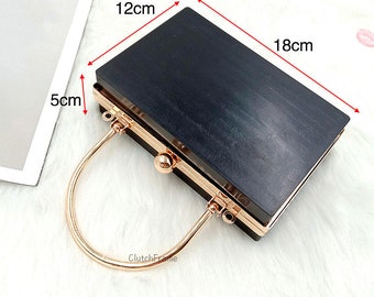 17.5cm x 11cm DIY Metal Frame with Separated Plastic Clamshells for Making Wedding Bridesmaid Minaudière Clutch Purse Bag with Handle AD072G