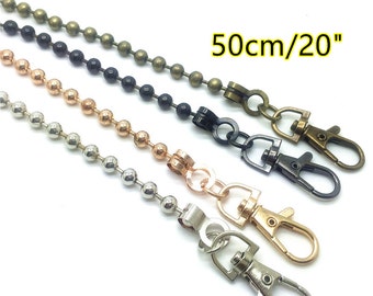 Catena a sfere da 5 pezzi/lotto con fermagli per pochette, diametro 6,0 mm, lunghezza 50 cm, C06(Tutti gli ordini tracciabili online)