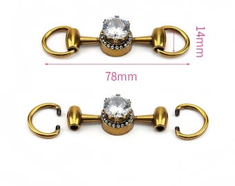 2PCS (1 Pair) Horsebit Snaffle Bit Loop Rings with Gemstones - HG007 - Leathercraft Hardware for Shoes, Belts & Bag Decoration