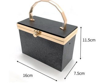 Cubic Hard Box Clutch DIY Metal Frame with Plastic Covers, Handle Included, Bag Hardwares for Fashion Chic Handbag Designer, AE100C