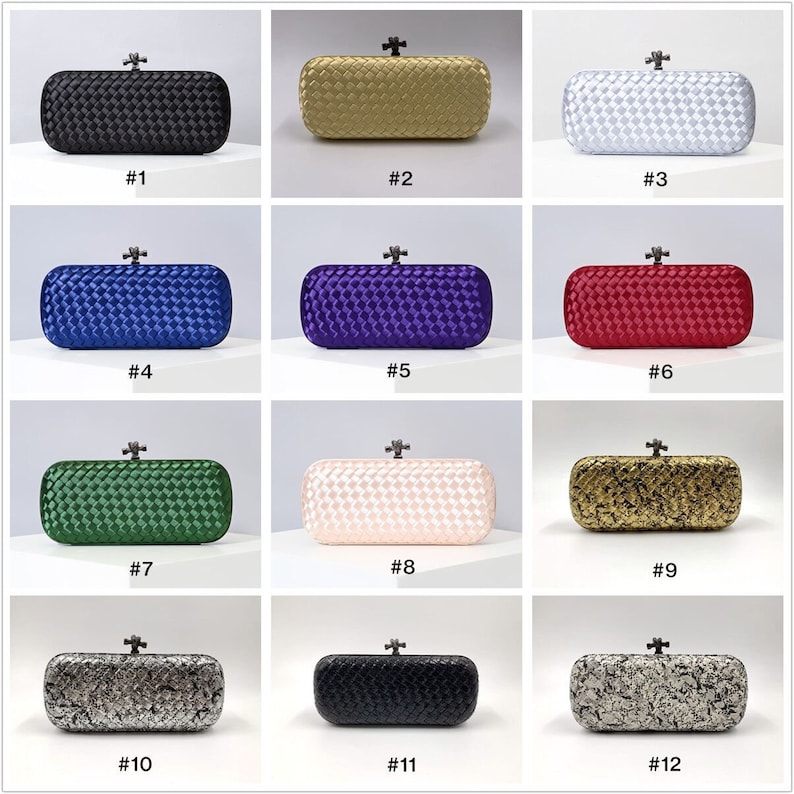 Handamde Fabric Weaved Minaudiere Box Clutch Purse, Women Evening Bag, AE010A image 4