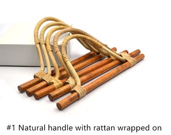 5 pairs/lot Wood rattan wrapped on handbag handle, Size about L31cm x H14cm, Bag DIY handle, KB010