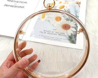 18cm (7") Round Minaudiere DIY Metal Frame with Transparent Covers for Bag Designer, AA028