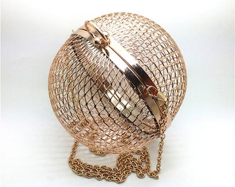 Handamde 15cm / 6" metal hollow netting clutch frame globe bag AE098