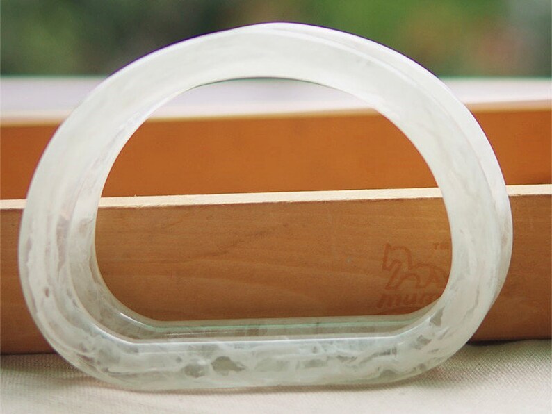 JB011 white 12cm x 9cm One Pair D style transparent acrylic tote bag handle
