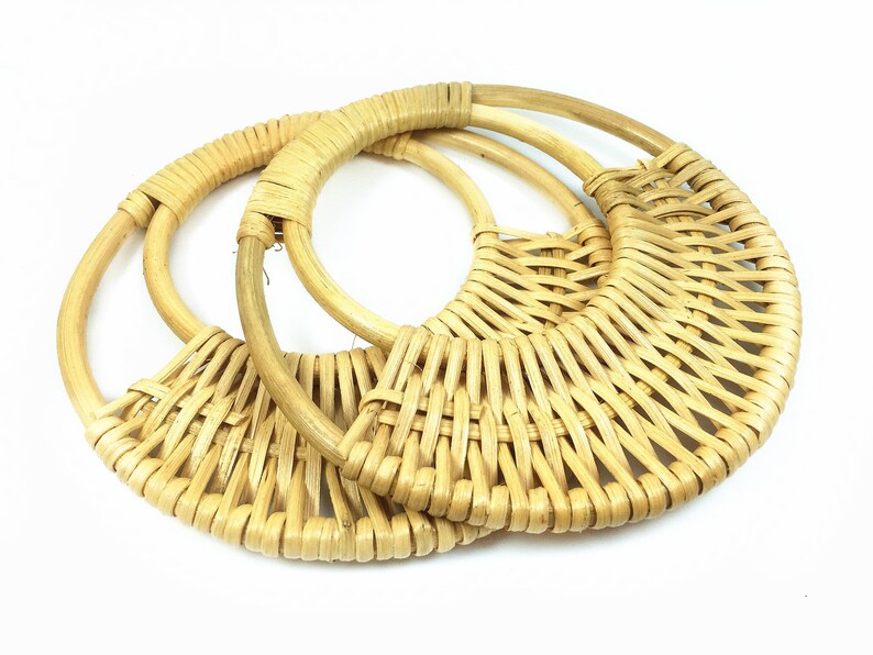 16.5cm Rattan Weaved Tote Bag Handle One Pair Wooden Handbag Etsy