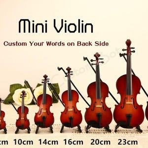 Mini violino con parole personalizzate, confezione regalo, decorazione modello strumento musicale, regalo di laurea insegnante scuola di formazione musicale