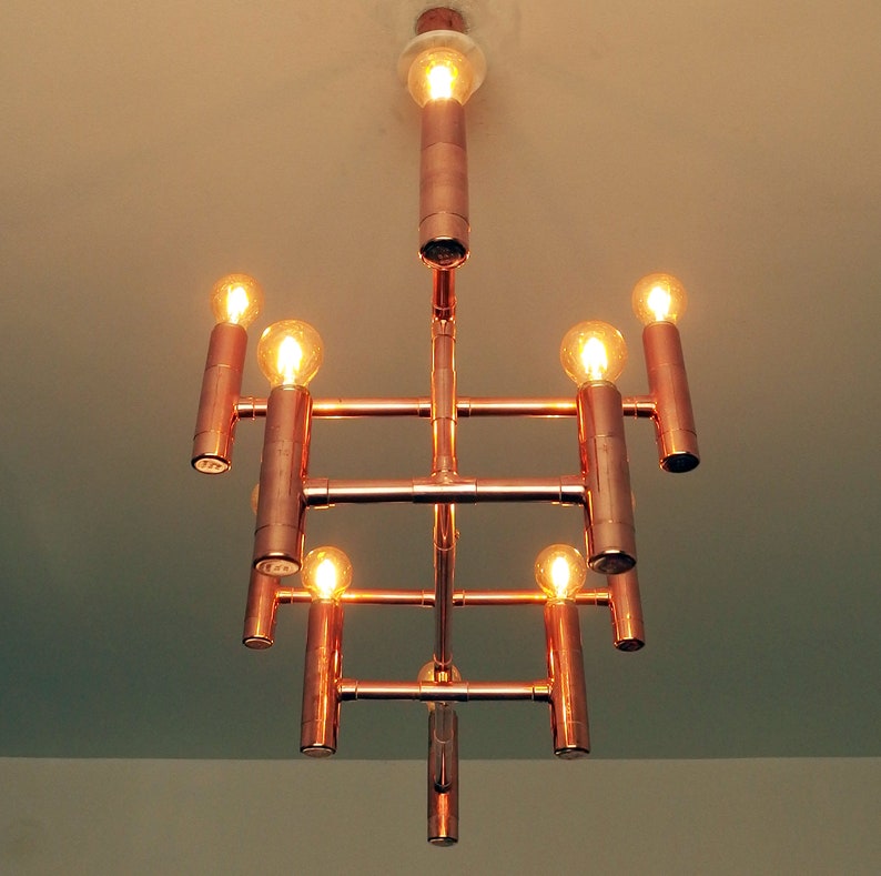 Vintage Industrial Copper Pipe Chandelier Elegant Dining Etsy