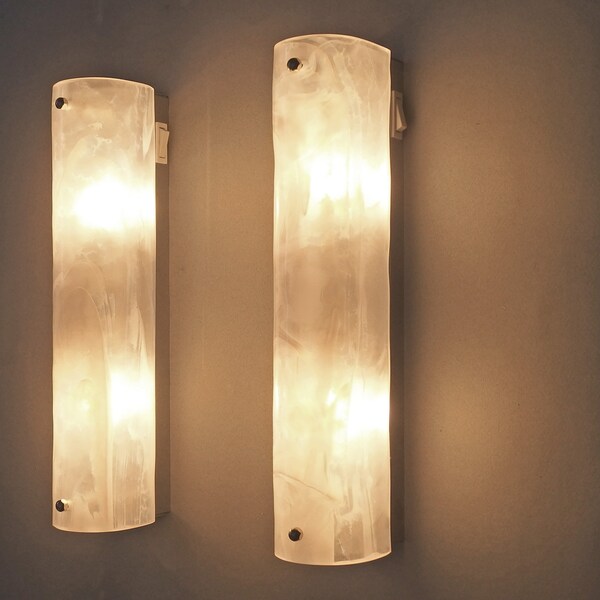 70's Hillebrand schansen, verchroomd metalen onderstel met Murano gemarmerde glazen kapjes
