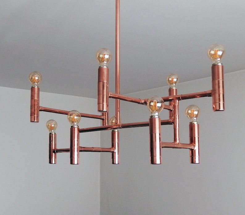 Vintage Industrial Copper Pipe Chandelier Elegant Dining Etsy