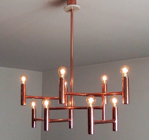 Vintage Industrial Copper Pipe Chandelier Elegant Dining Living Or Retail Ceiling Light Fixture
