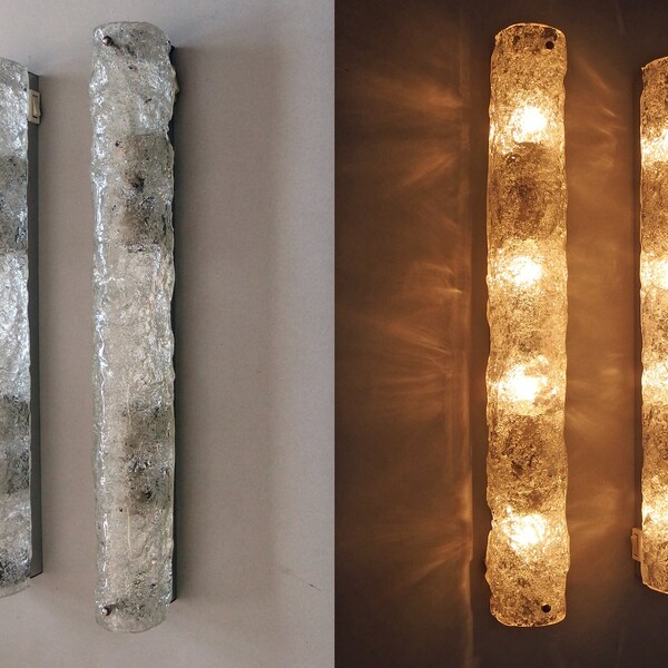 XL 70's Hillebrand schansen, verchroomd metalen onderstel met Murano Ice glazen kapjes