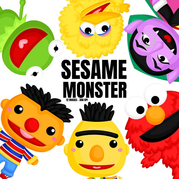 Sesame Clipart Cute Monster Clip Art Cute Kids Free Svg Etsy