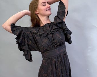 70s Gina Fratini Cotton Voile Maxi Dress. Size Small - 32
