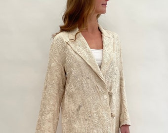 1920s embroidered coat cream silk antique