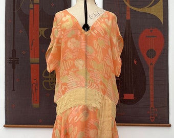 1920s dress silk chiffon antique