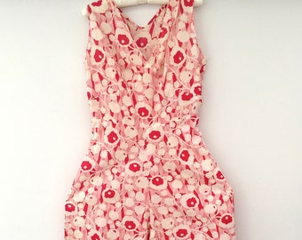 Rare 1930s jumpsuit beach pyjamas wide legs red Art Deco design vintage antique