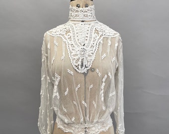 Edwardian Bluse aus antiker Spitze