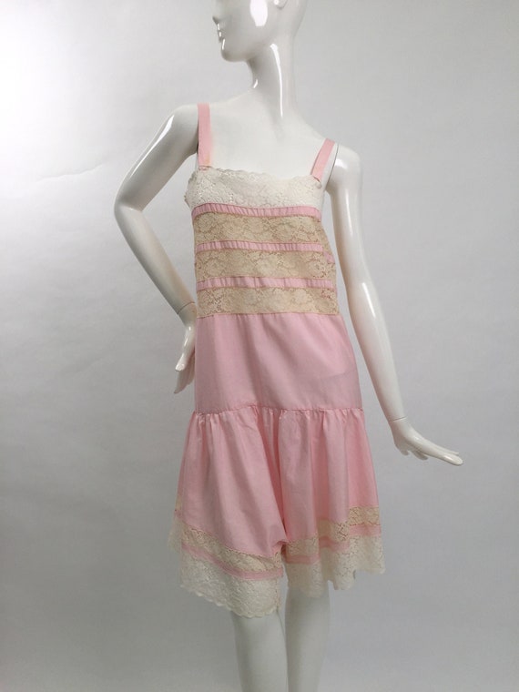 1920s teddy step in cotton and lace all in one vin