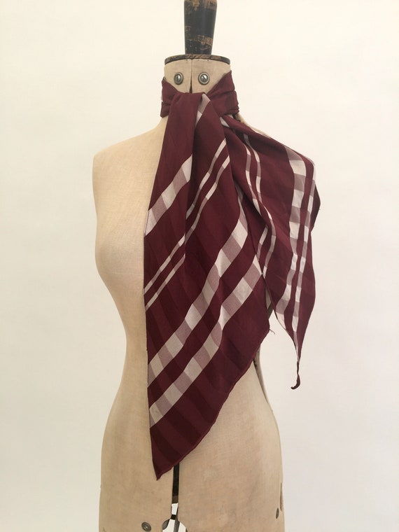 1930s silk scarf maroon Art Deco vintage antique