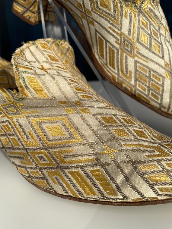 1920s lamé boudoir slippers geometric Art Deco de… - image 8