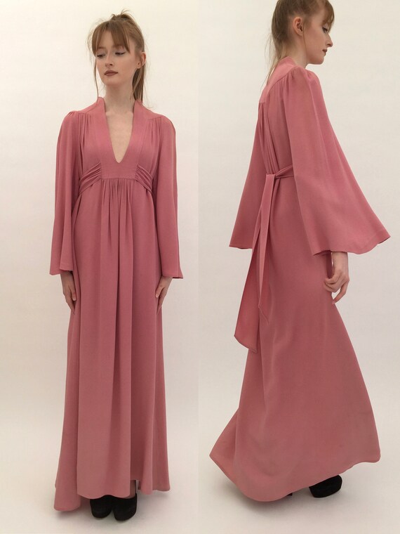 1970s Ossie Clark dress for Radley dusky pink moss