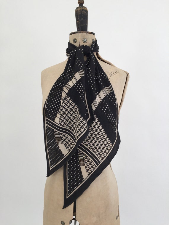 1930s scarf Art Deco geometric design vintage anti