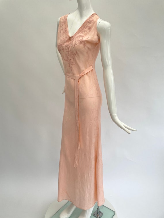 1930s silk gown slip embroidered antique vintage - image 3