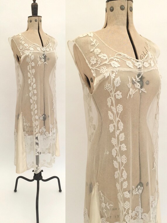 1920s dress lace and silk dress vintage antique