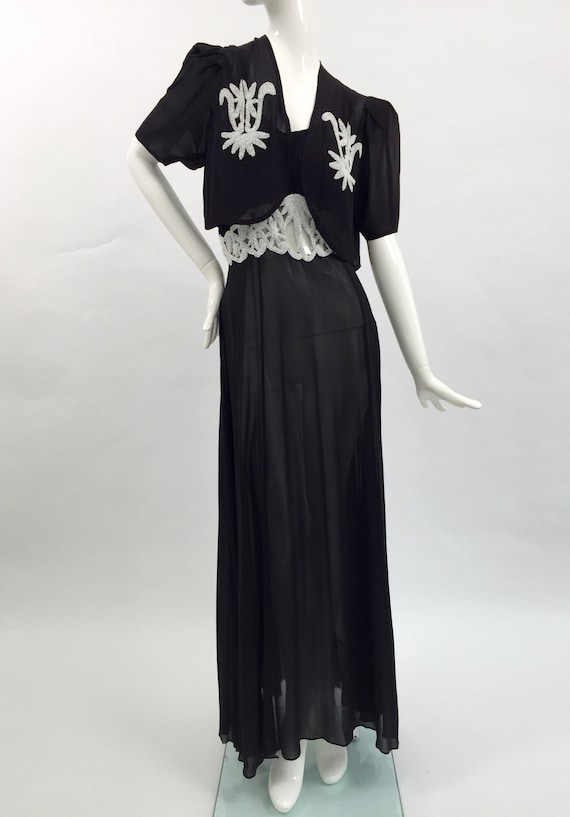 1930s beaded chiffon dress and jacket vintage anti