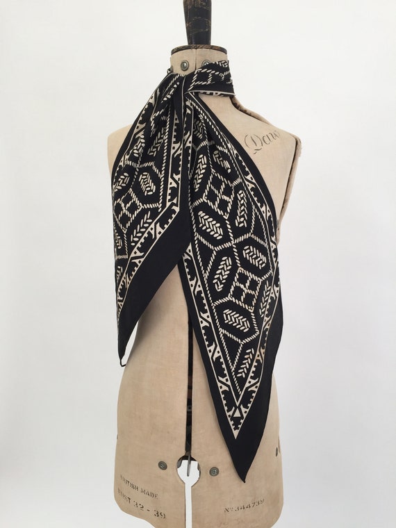 1930s silk scarf geometric Art Deco design vintage