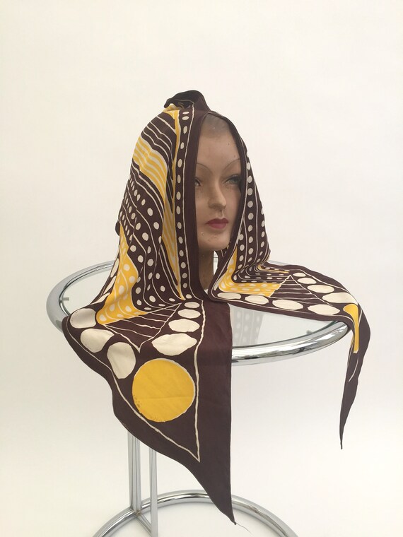 1930s silk head scarf vintage Art Deco antique sil