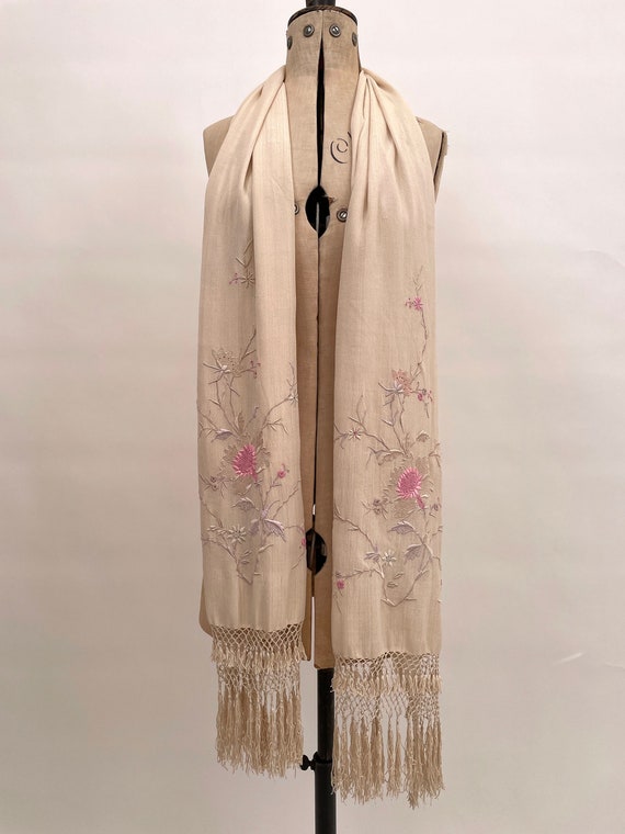 1920s Silk Embroidered Shawl Scarf Vintage Antique - Etsy