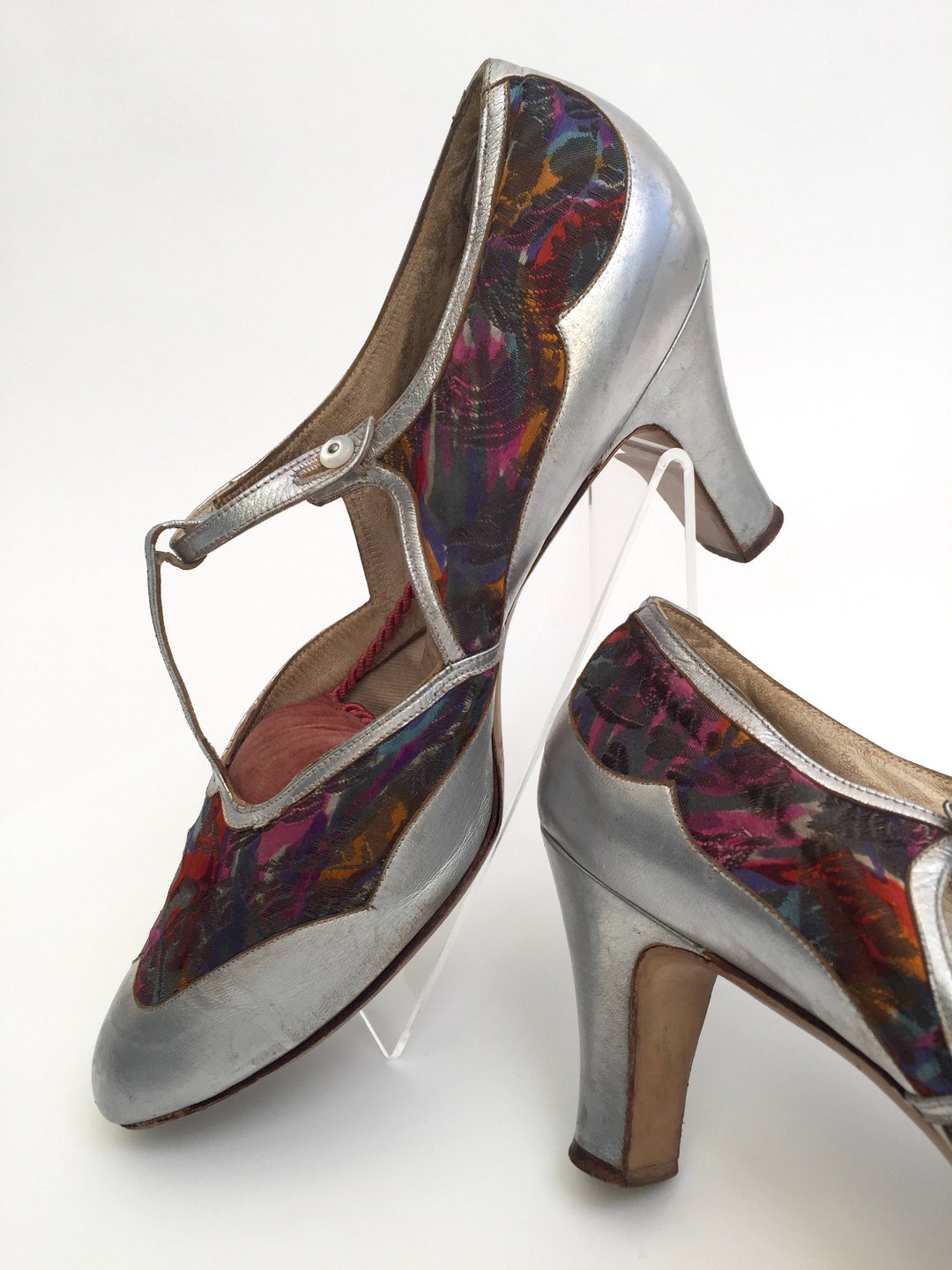 Buy 1920s Shoes Lamé and Silver Leather Antique Vintage Online in India 