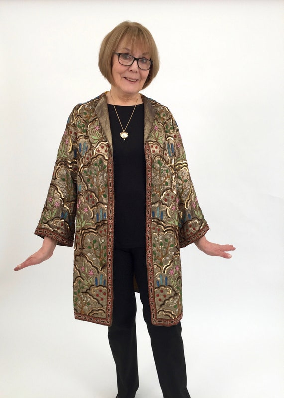 1920s lamé evening coat Margaine Lacroix beaded an
