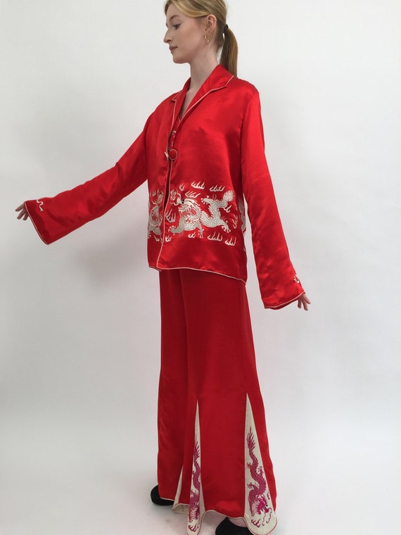 1920s pyjamas silk three piece set vintage antique - image 2