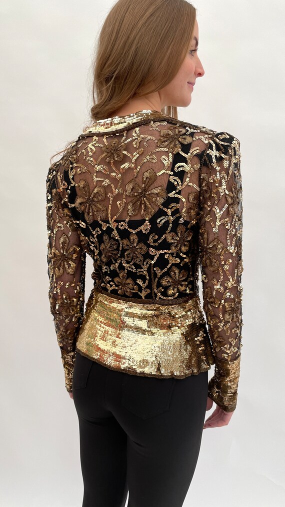 1930s jacket gold sequinned and beaded vintage an… - image 5