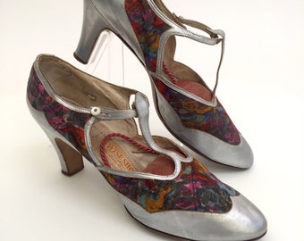 1937年 30s STAR BRAND SHOES アンティーク クリップ 1920s Shoes Lamé and Silver Leather Antique Vintage - Etsy