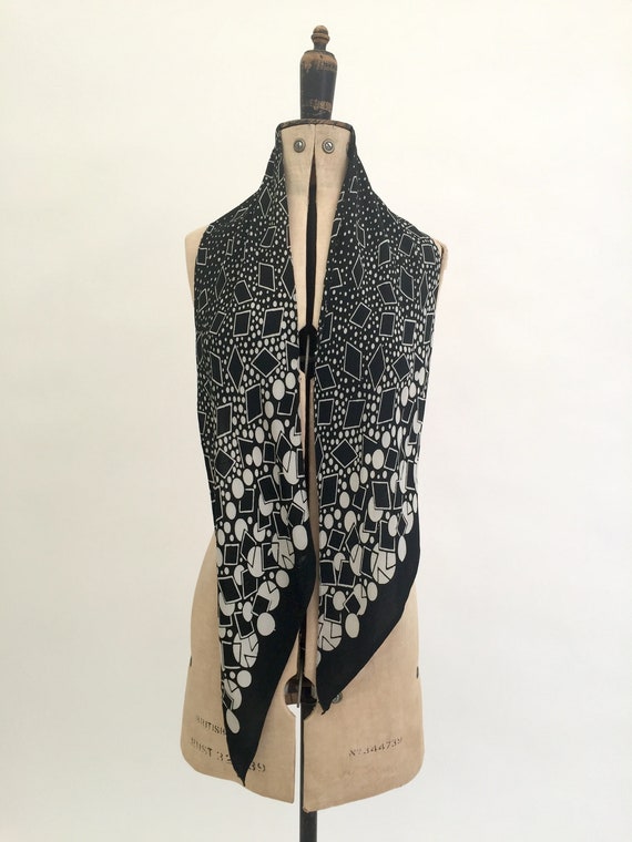 1930s silk scarf Art Deco geometric design vintage