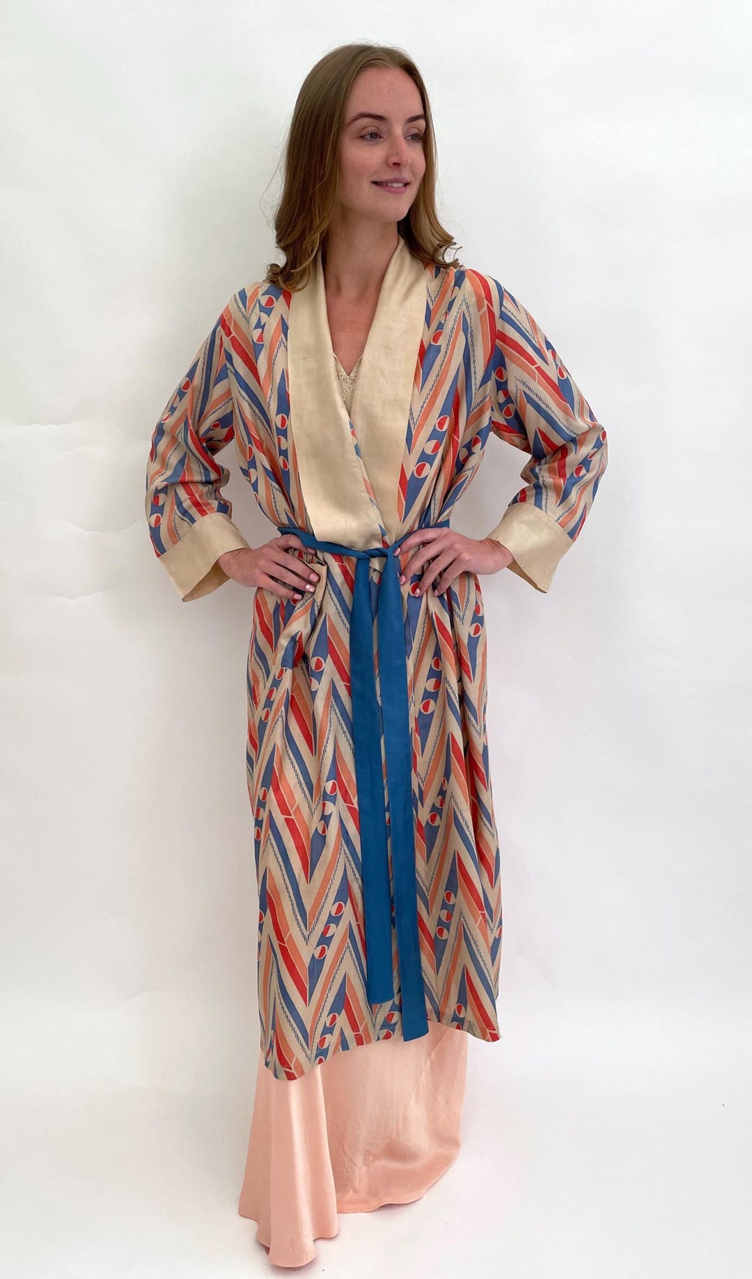 1920s Silk Robe Art Deco Geometric Design Antique - Etsy