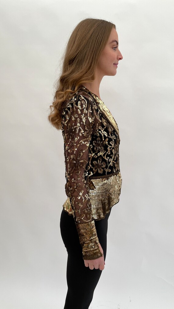 1930s jacket gold sequinned and beaded vintage an… - image 6